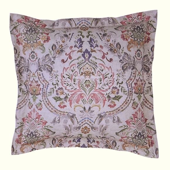 Pottery Barn Euro Sham Ivana Medallions Damask Cotton Linen  Square Pillow NEW - Picture 1 of 8